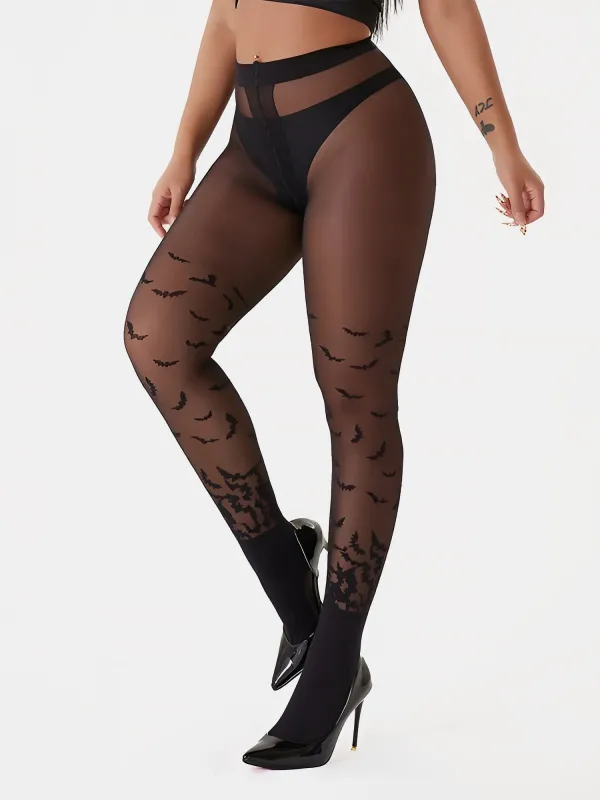 Halloween Style Bat Pattern Pantyhose sold by Allegra K