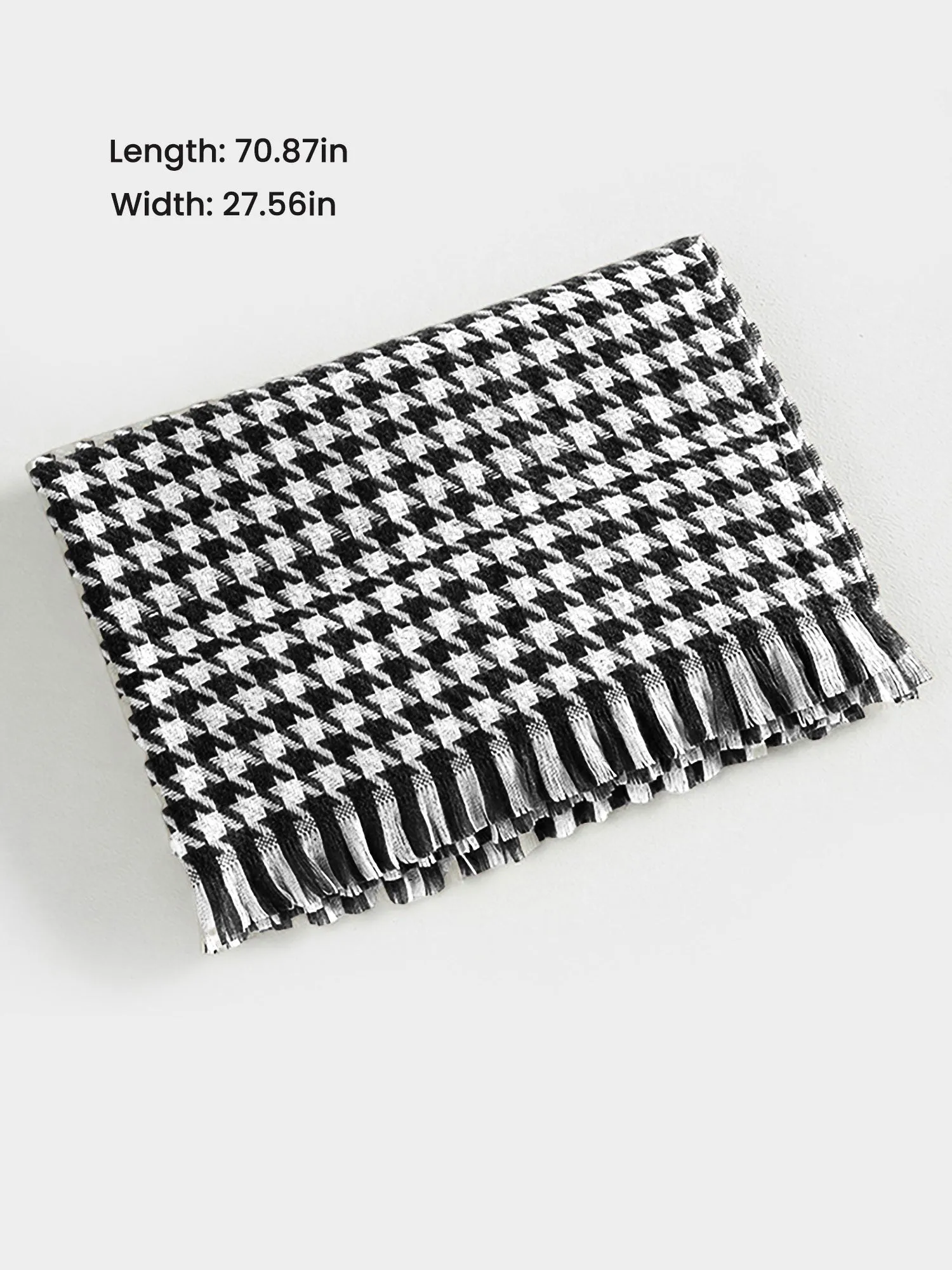 Fall Winter Houndstooth Tasseled Scarf sold by Allegra K product image thumbnail 4