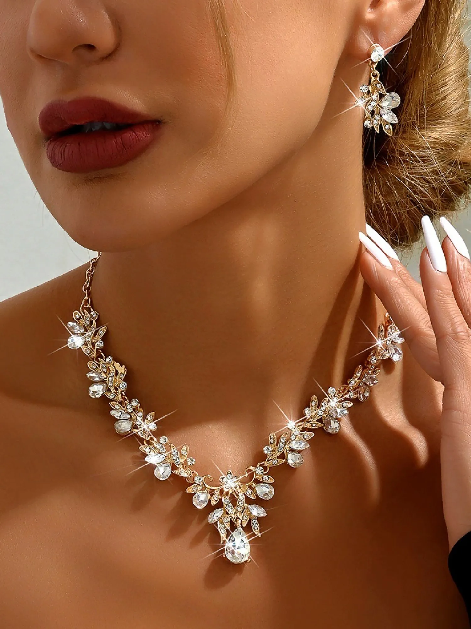 Alloy Faux Diamonds Necklace & Earring Set sold by Allegra K product image thumbnail 2