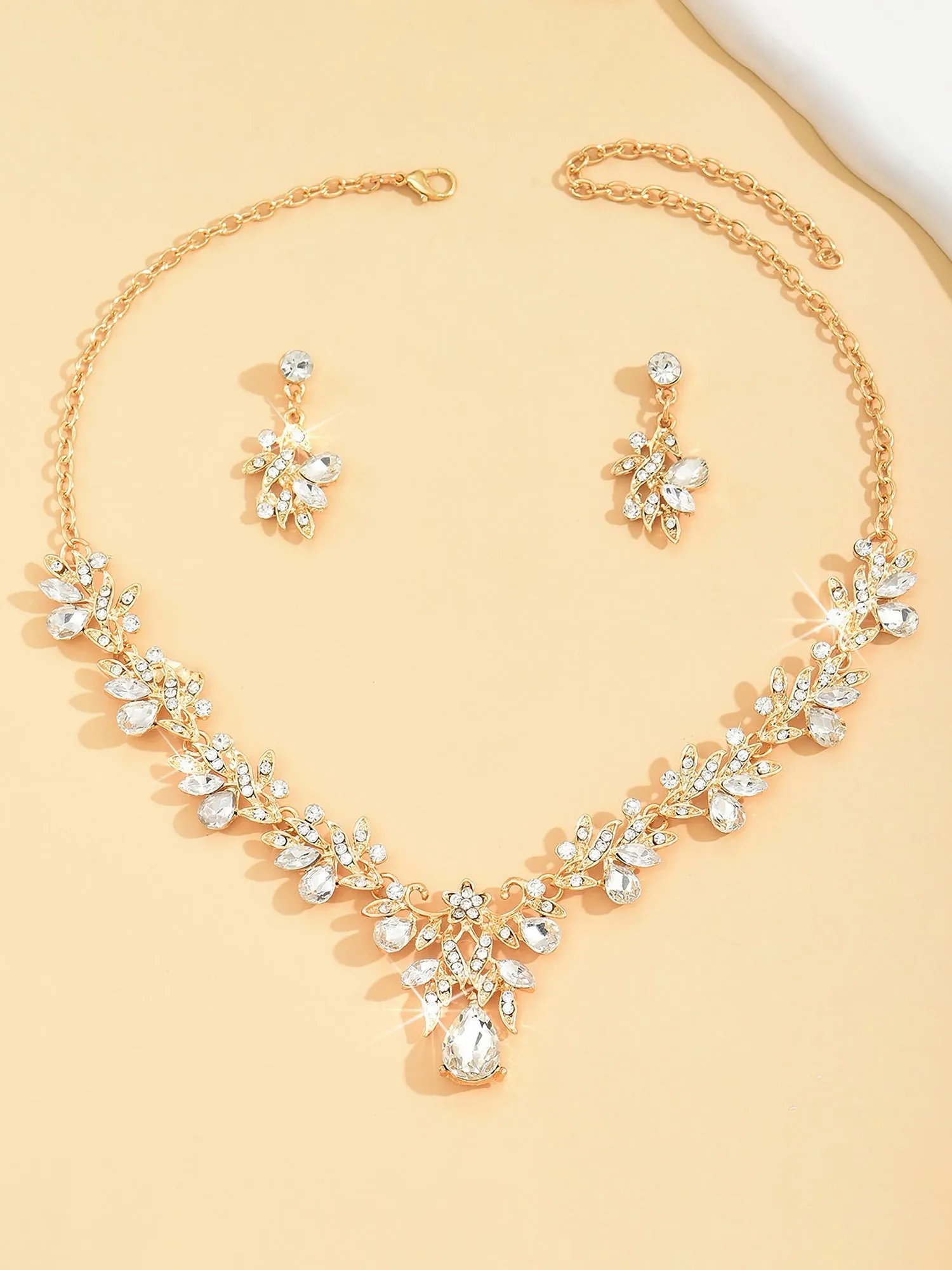 Alloy Faux Diamonds Necklace & Earring Set sold by Allegra K