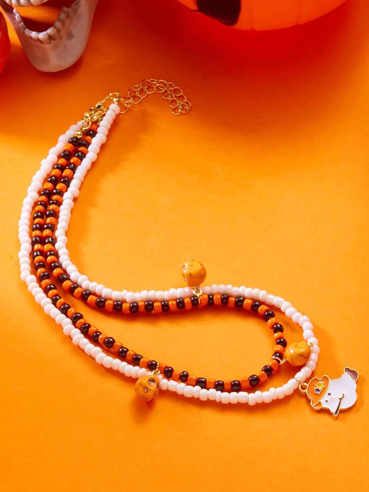 Halloween Skull Ghost Double Layered Necklace sold by Allegra K product image thumbnail 4