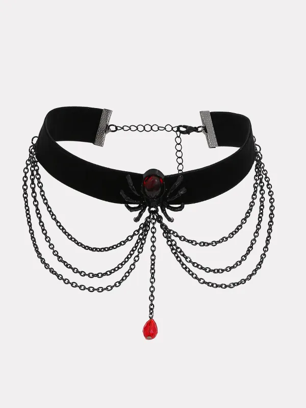 Halloween Spider Gothic Chain Choker Necklace sold by Allegra K
