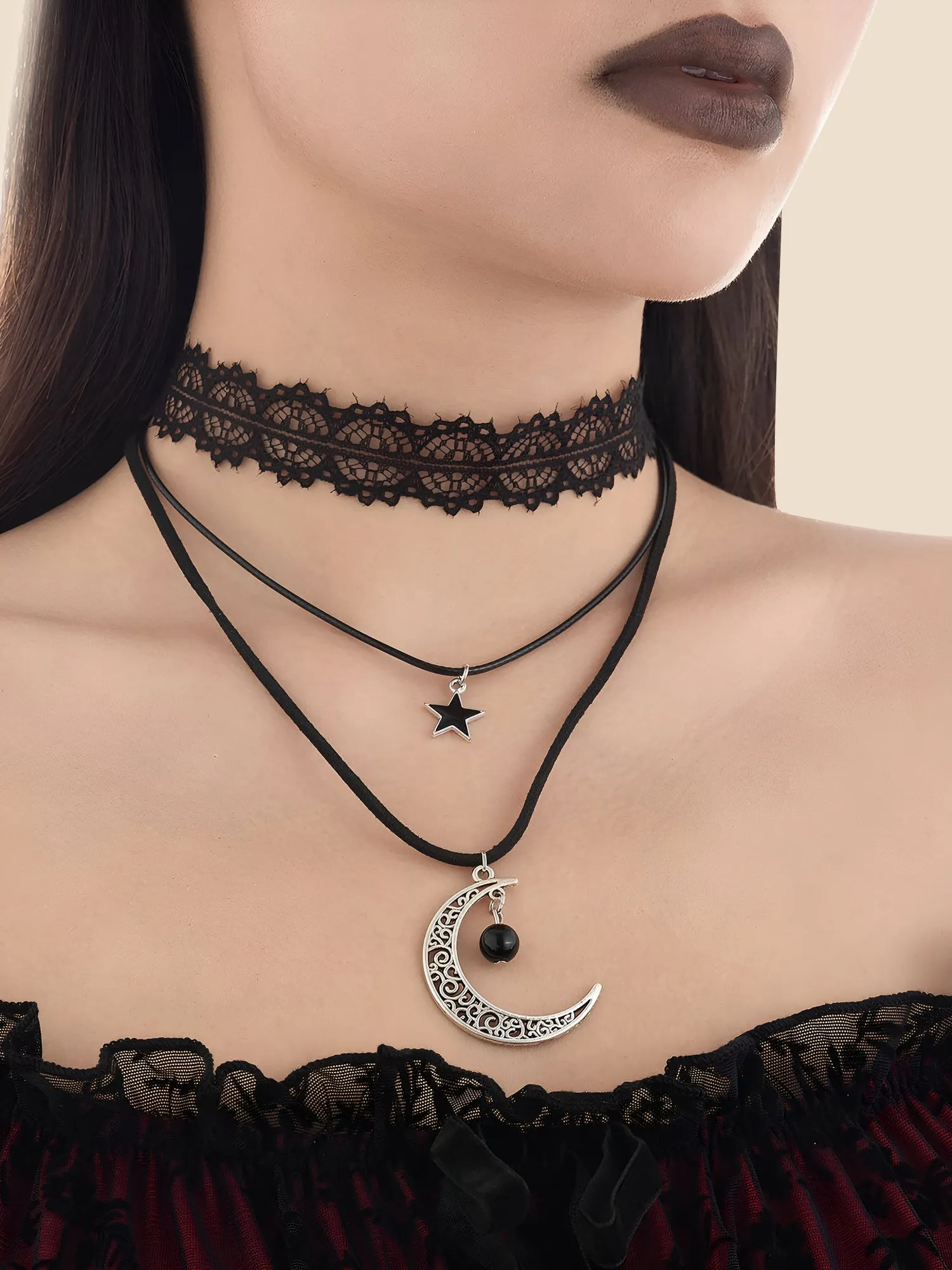 Halloween Gothic Multi-layered Lace Necklace sold by Allegra K product image thumbnail 4