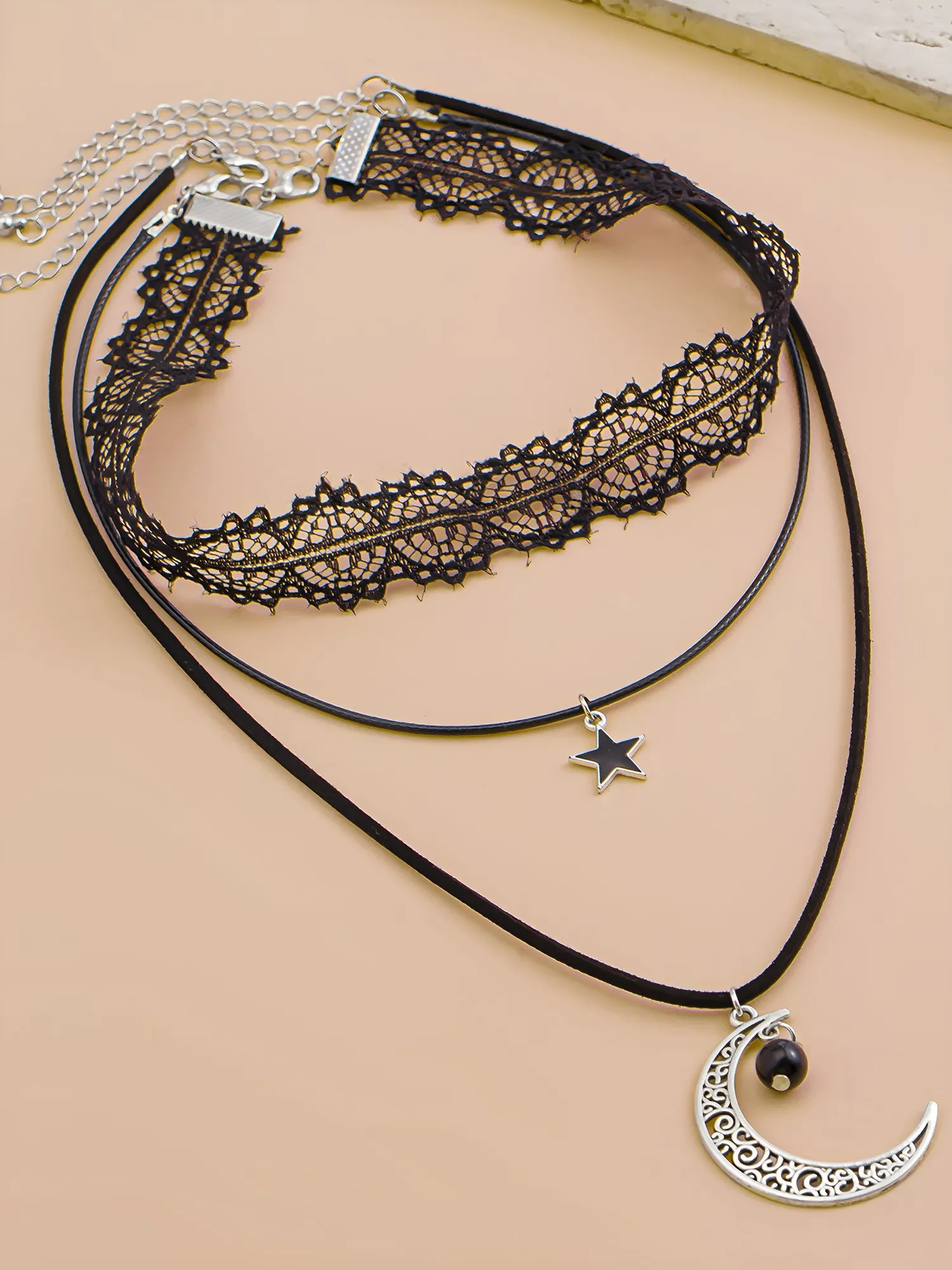 Halloween Gothic Multi-layered Lace Necklace sold by Allegra K