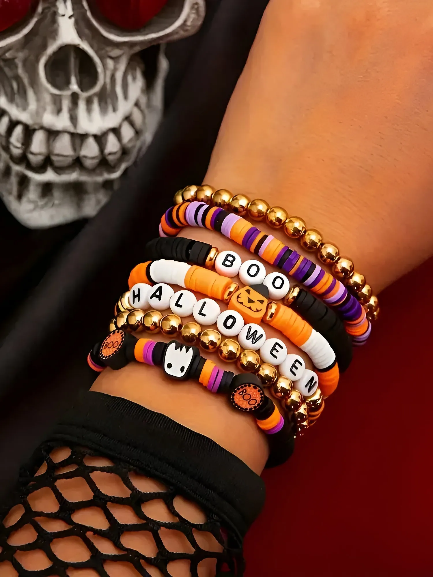 Halloween Skull Pumpkin Bracelet Set sold by Allegra K product image thumbnail 2