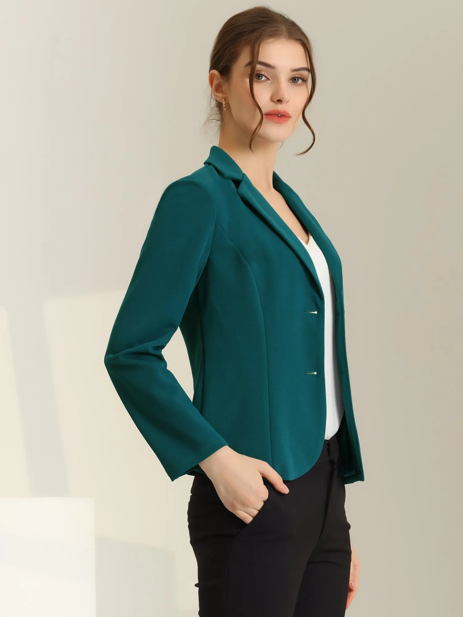 Stretch Notched Lapel Collar Work Office Jacket Blazer sold by Allegra K product image thumbnail 2