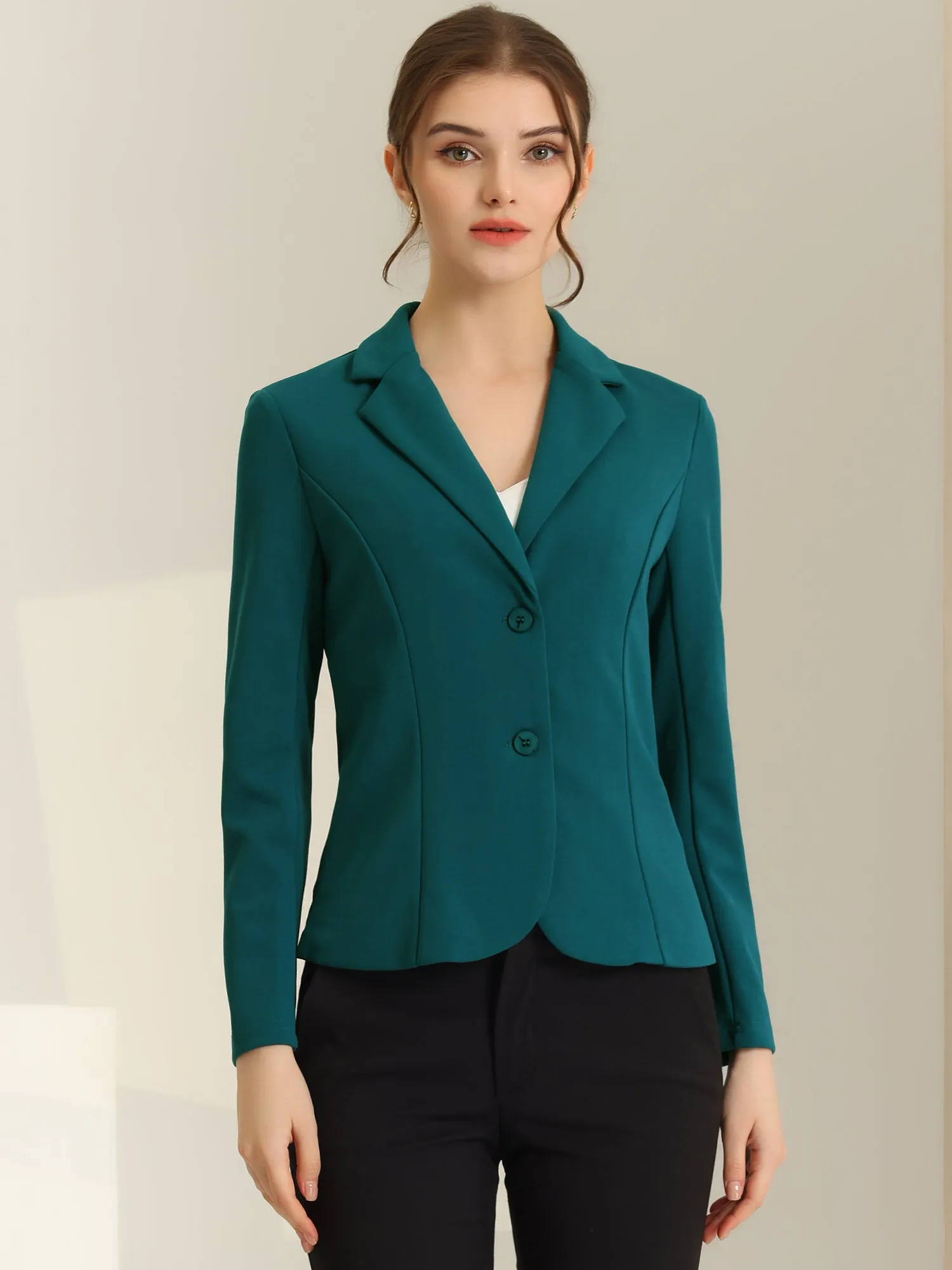 Stretch Notched Lapel Collar Work Office Jacket Blazer sold by Allegra K