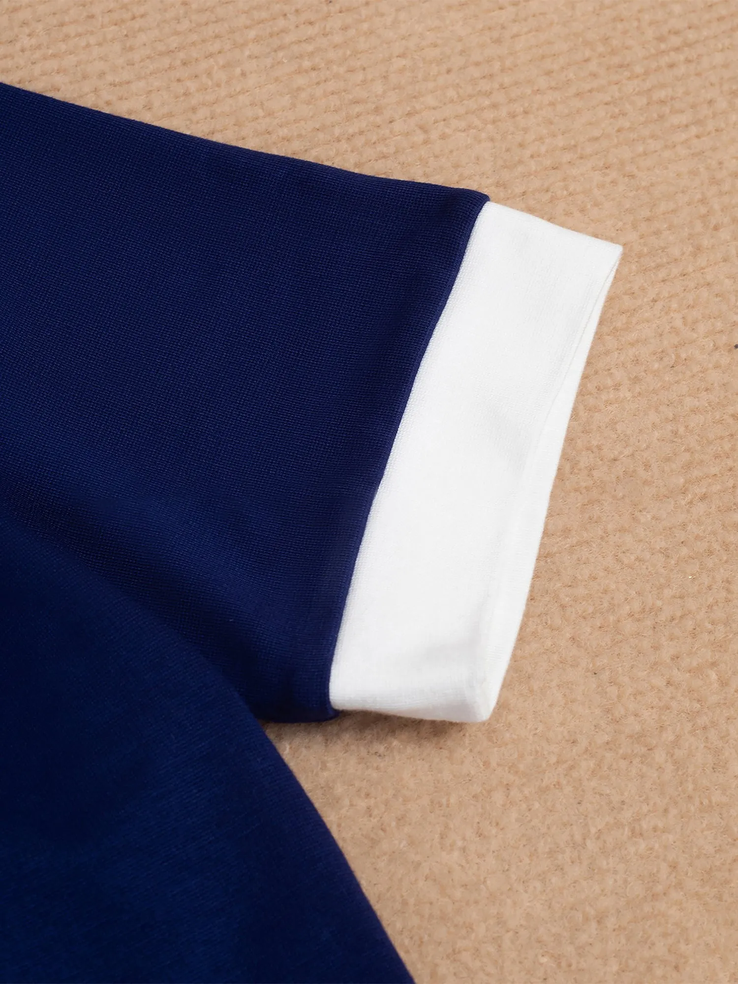 Contrast Color Short Sleeves Work Midi Sheath Dress sold by Allegra K product image thumbnail 4