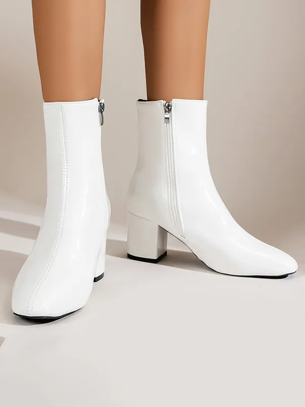 Square Toe Side Zipper Thick Heels Ankle Boots sold by Allegra K