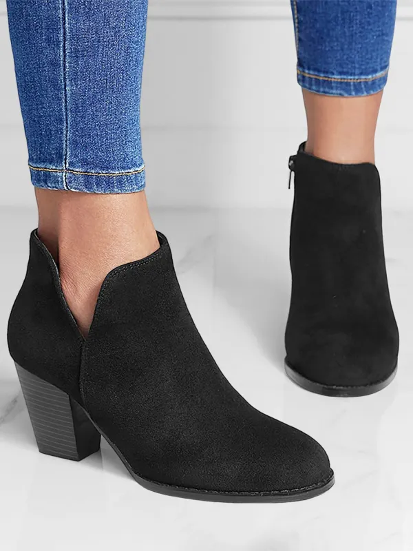 Round Toe Faux Suede Thick Heel Ankle Boots sold by Allegra K