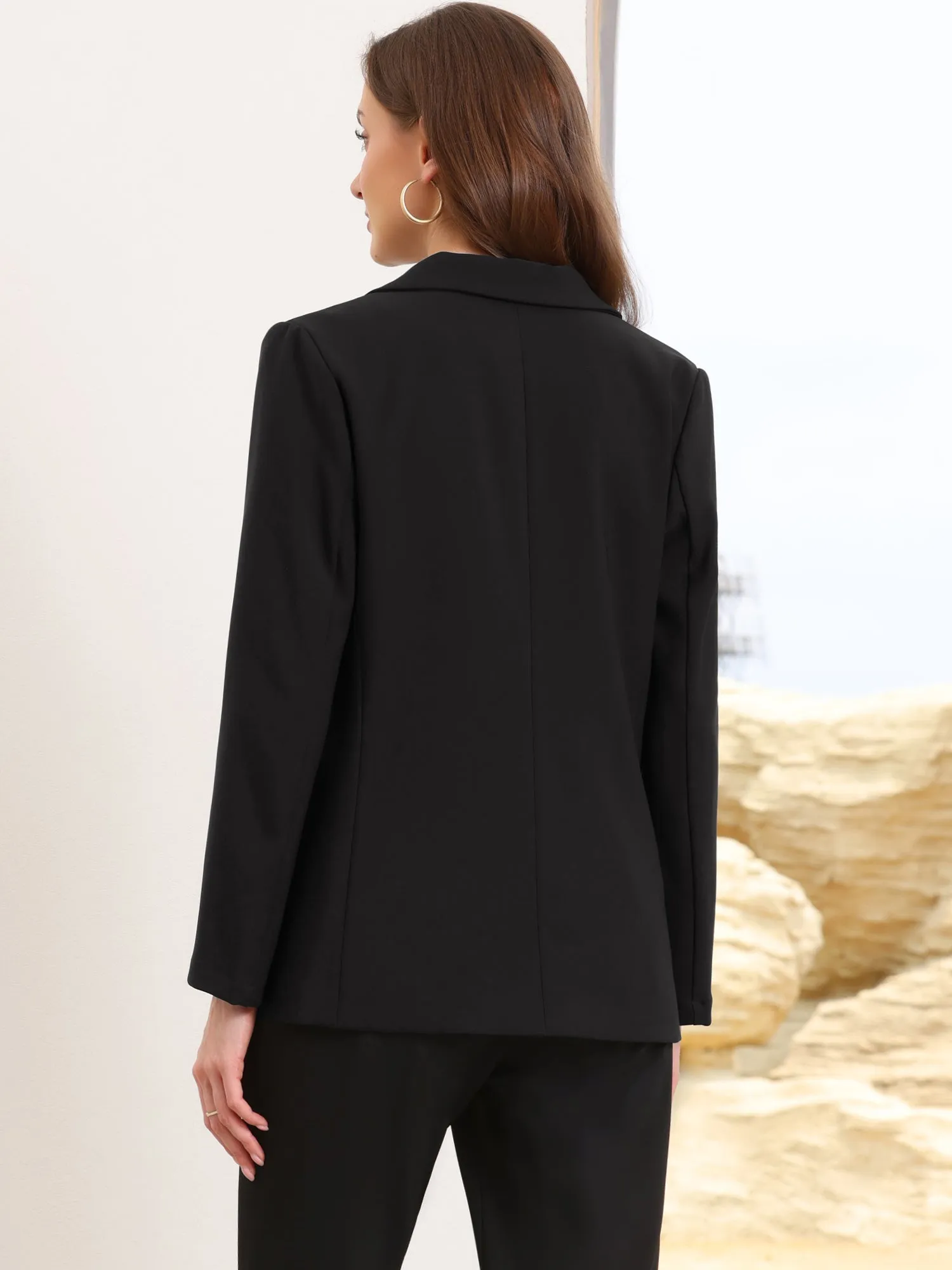 Notched Lapel Long Sleeve Single Breasted Work Blazer sold by Allegra K product image thumbnail 2