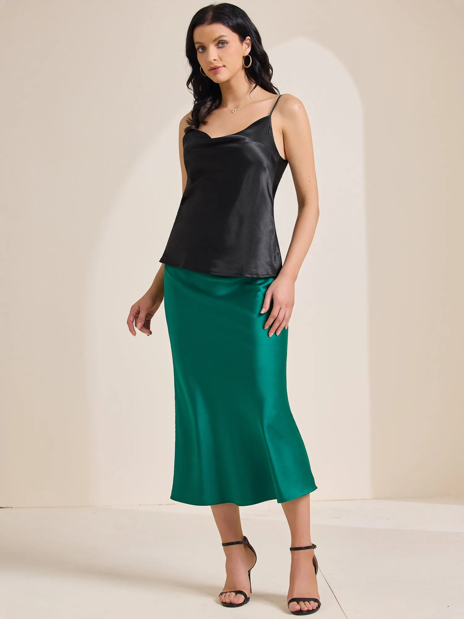 Cowl Neck Sleeveless Spaghetti Strap Satin Camisole sold by Allegra K product image thumbnail 3