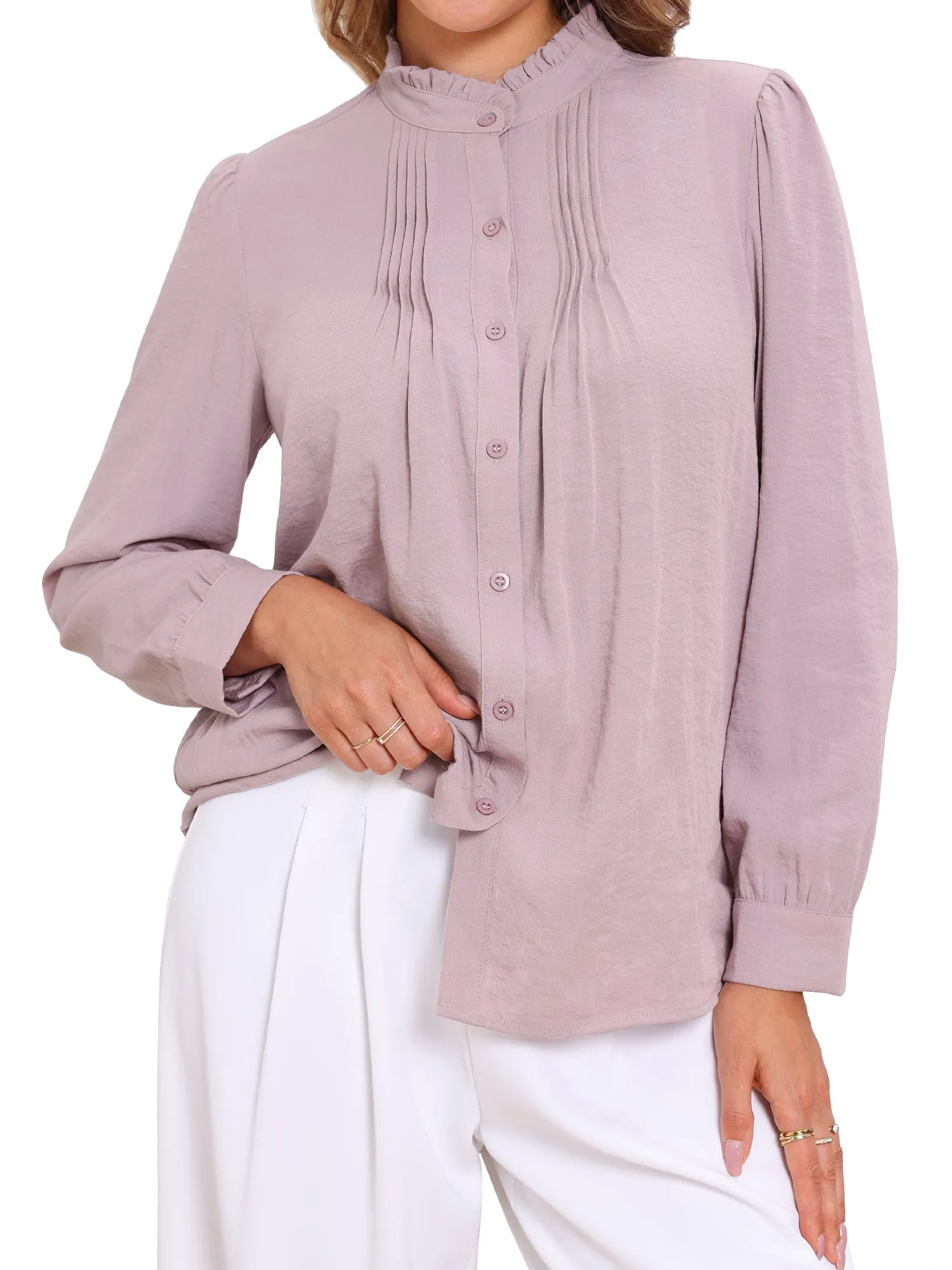 Long Sleeve Pleated Work Dressy Casual Blouses sold by Allegra K product image thumbnail 4