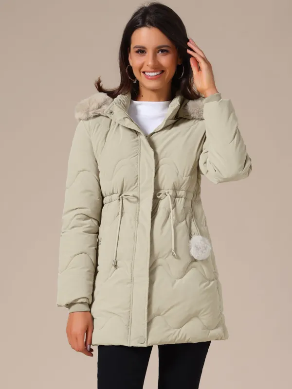 Drawstring Waist Removable Hooded Puffer Padded Jacket sold by Allegra K