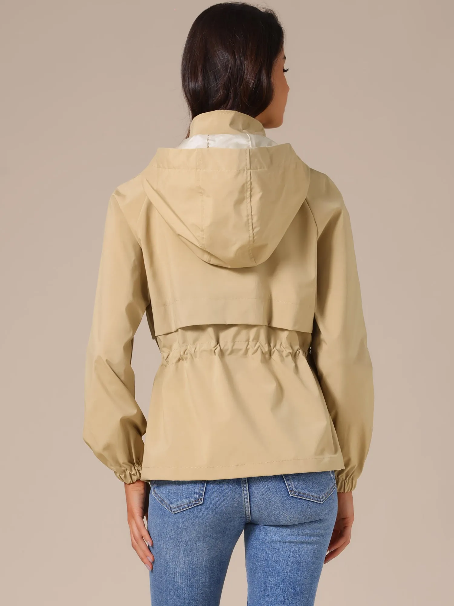 Zipper Lightweight Outdoor Hiking Hooded Windbreaker Raincoat Rain Jacket sold by Allegra K product image thumbnail 2