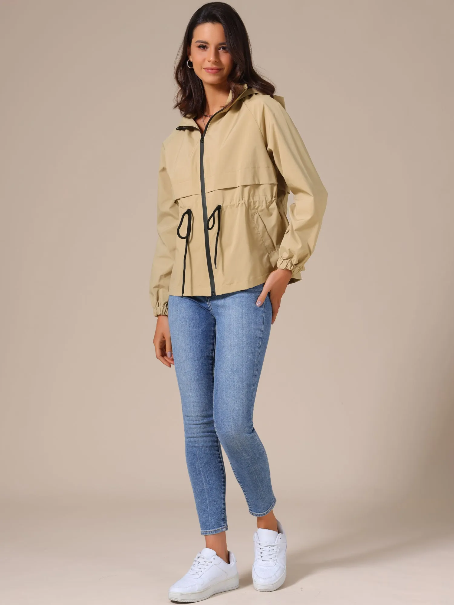 Zipper Lightweight Outdoor Hiking Hooded Windbreaker Raincoat Rain Jacket sold by Allegra K product image thumbnail 3