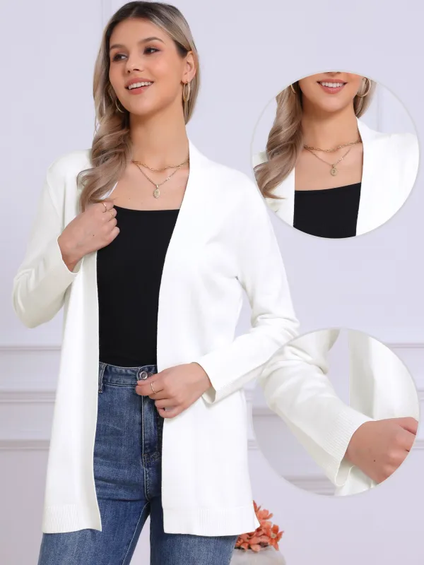 Long Sleeve Knit Stretchy Soft Open Front Cardigan sold by Allegra K