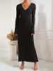 V Neck Long Sleeves Ribbed Knit Maxi Sweater Dress sold by Allegra K