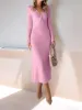 Ruched V Neck Long Sleeve Bodycon Sweater Dress sold by Allegra K