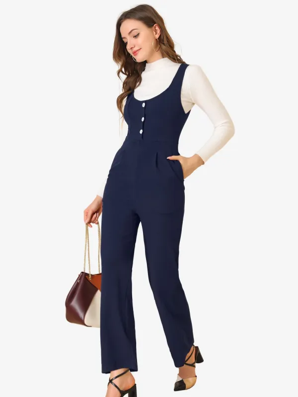 High Waist Casual Wide Leg Pants Overalls Jumpsuit sold by Allegra K