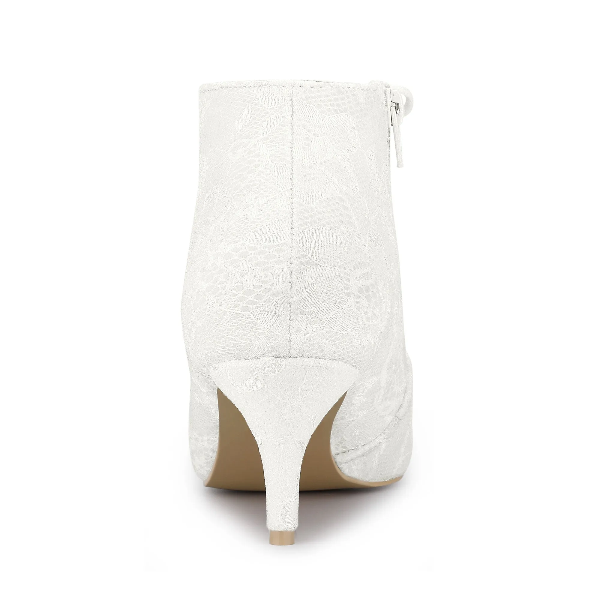 Pointed Toe Up Stiletto Kitten Heel Lace Booties sold by Allegra K product image thumbnail 3