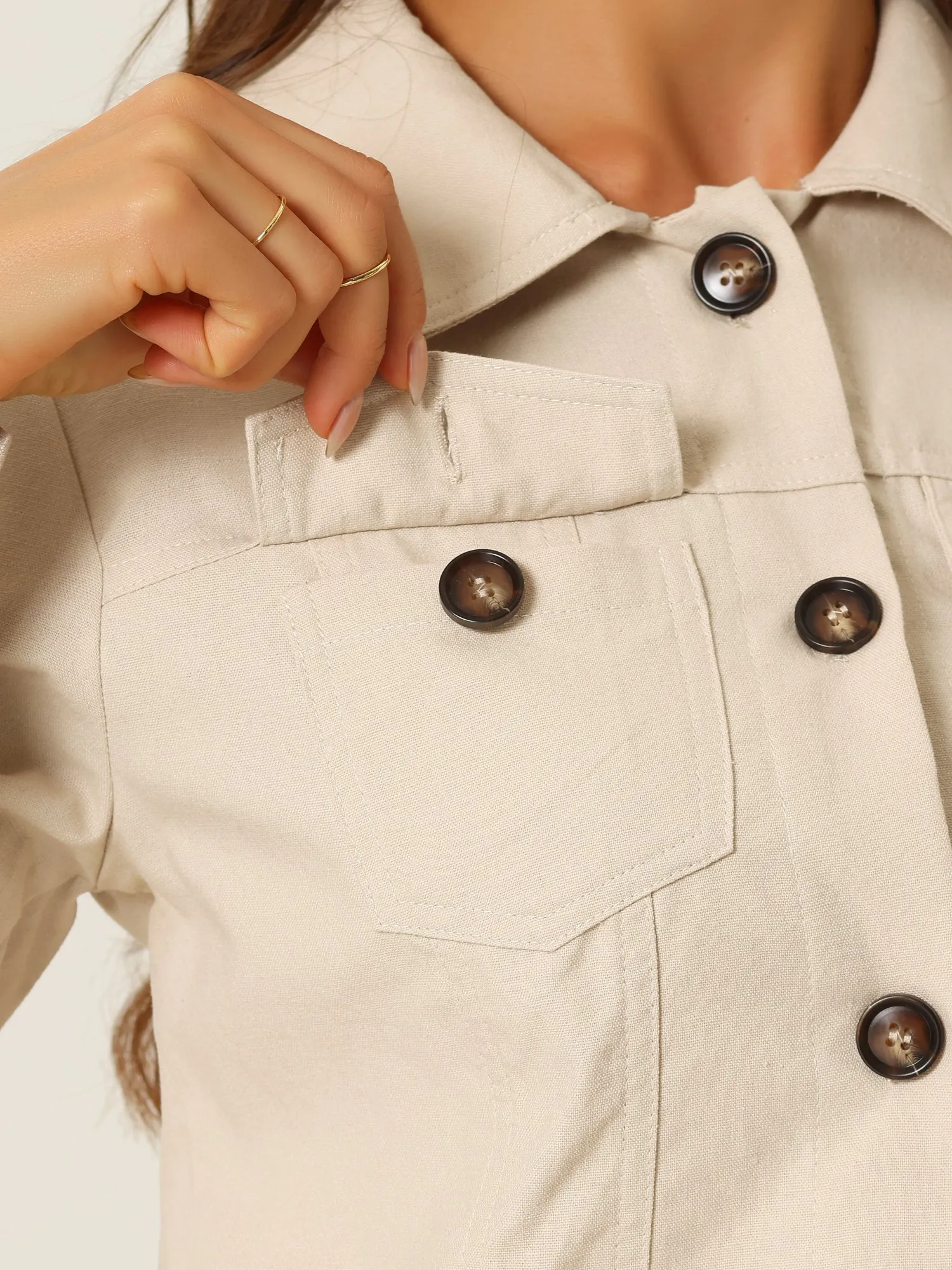 Casual Linen Jackets Turndown Collar Lightweight Button Down Jacket sold by Allegra K product image thumbnail 5