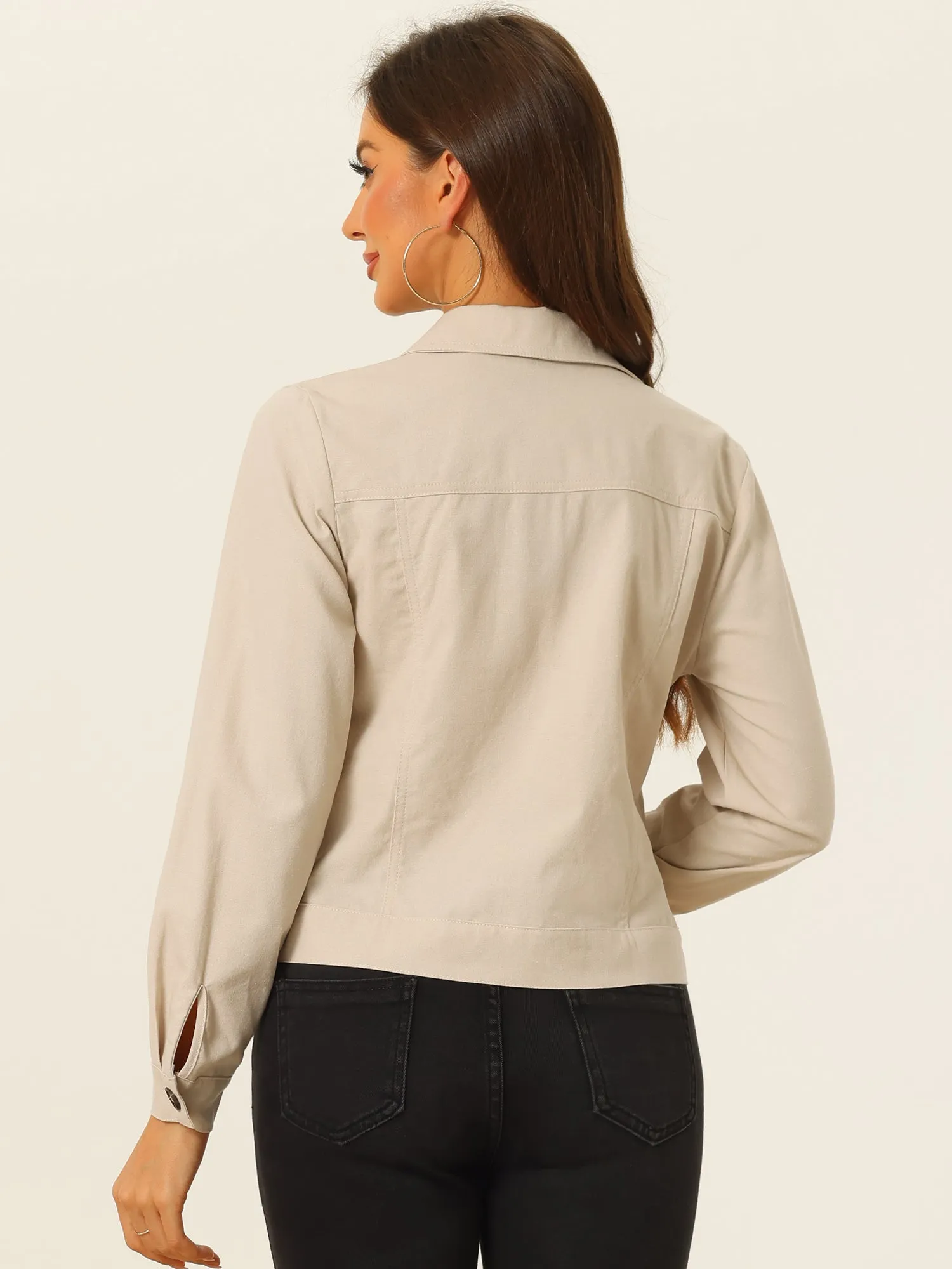 Casual Linen Jackets Turndown Collar Lightweight Button Down Jacket sold by Allegra K product image thumbnail 3