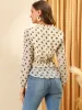 Floral Split Neck Long Sleeve Ruffle Peplum Tops sold by Allegra K