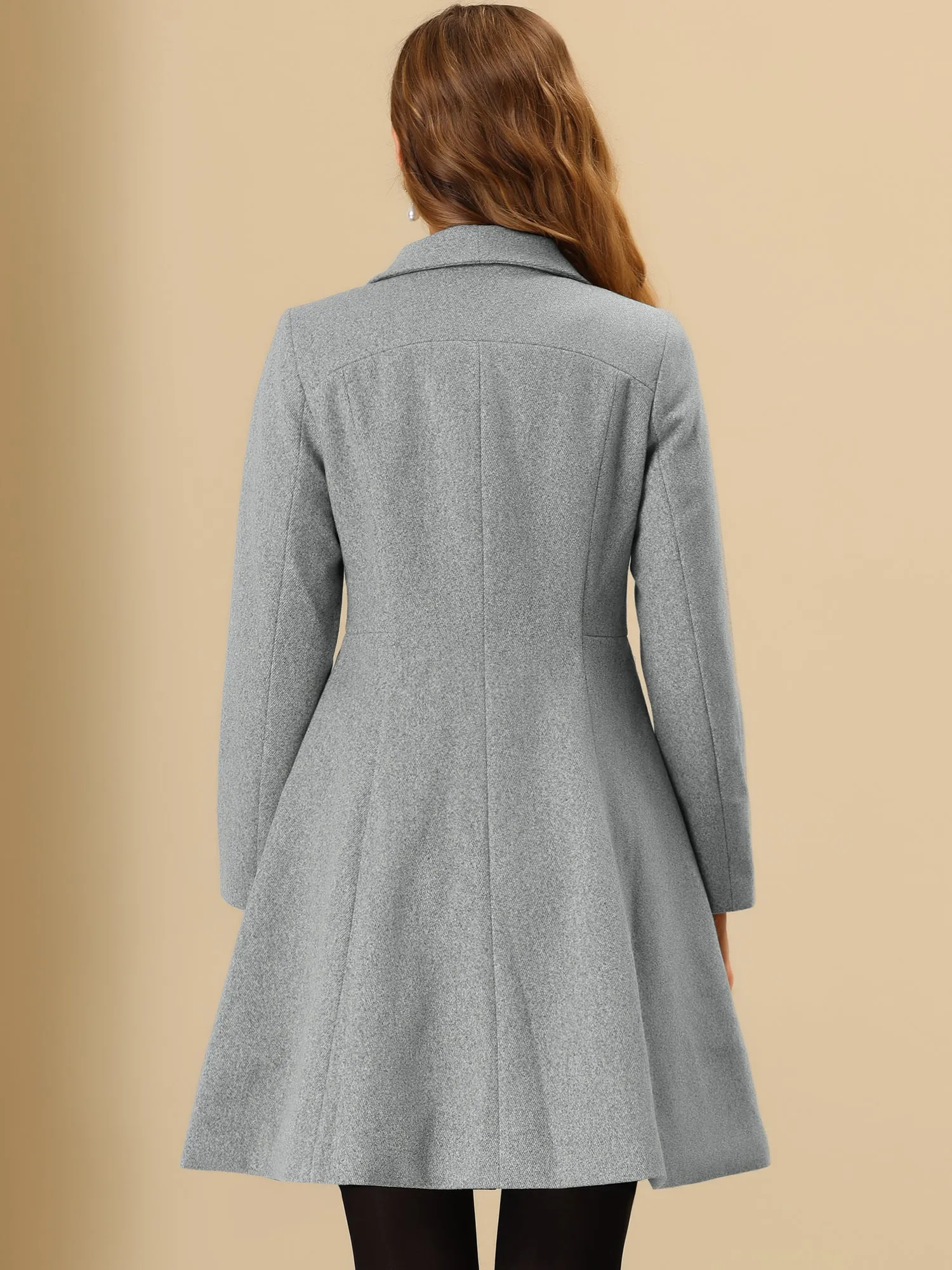 Winter Wide Lapel Single Breasted Outerwear Swing Long Overcoat sold by Allegra K product image thumbnail 3