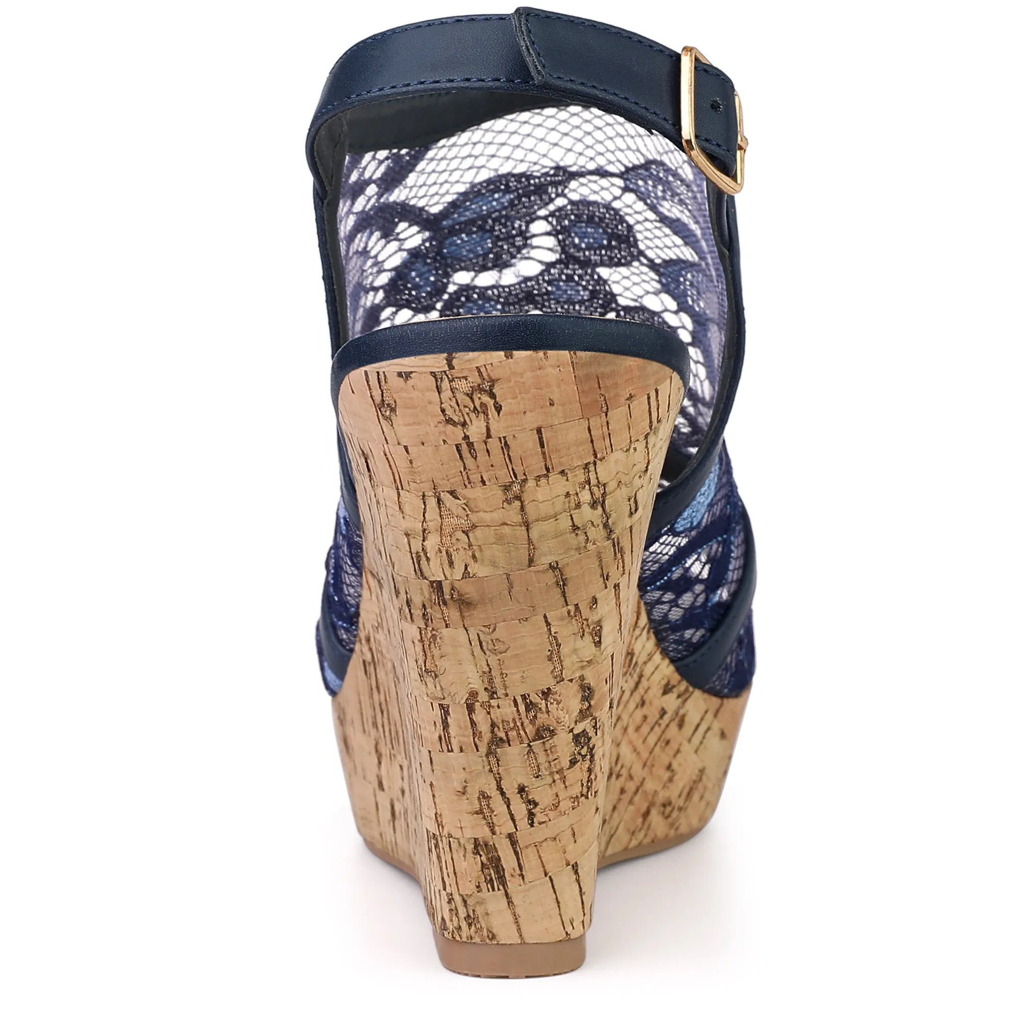 Open Toe Platform Heel Lace Wedge Slingback Sandals sold by Allegra K product image thumbnail 3