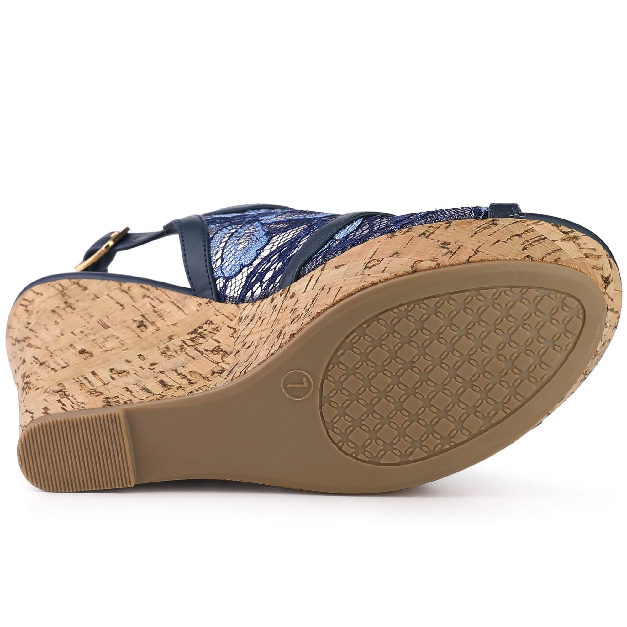 Open Toe Platform Heel Lace Wedge Slingback Sandals sold by Allegra K product image thumbnail 5