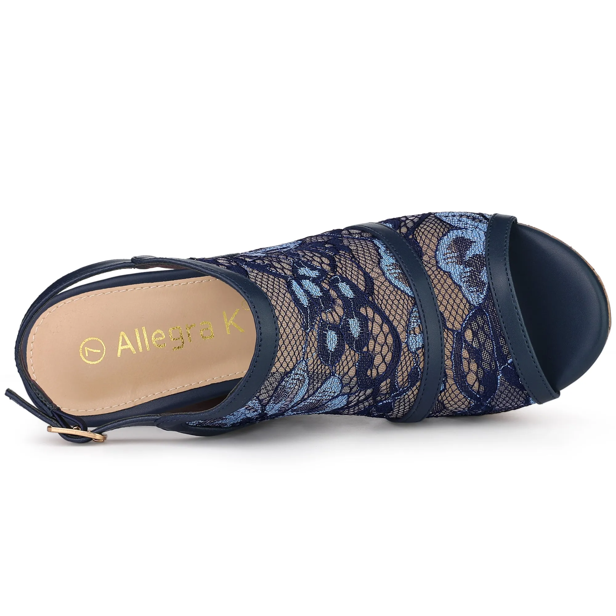 Open Toe Platform Heel Lace Wedge Slingback Sandals sold by Allegra K product image thumbnail 4