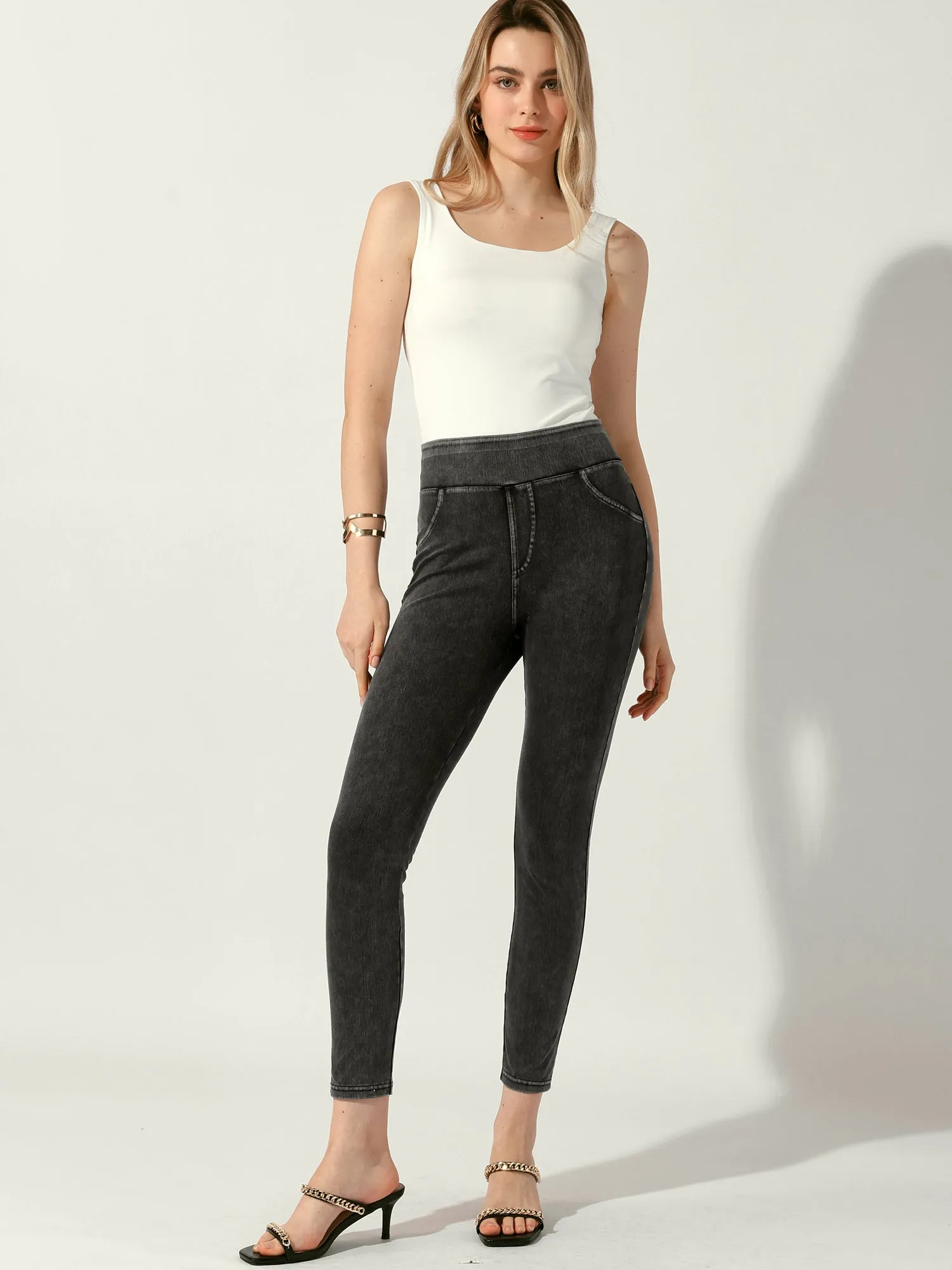 Jeggings Tummy Control Stretchy High Waisted Skinny Jeans sold by Allegra K product image thumbnail 2