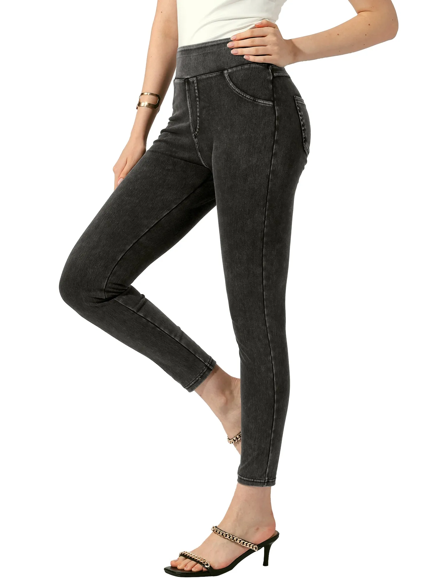 Jeggings Tummy Control Stretchy High Waisted Skinny Jeans sold by Allegra K product image thumbnail 4
