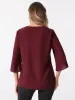 3/4 Split Sleeve Notch Neck Flowy Mesh Casual Blouse sold by Allegra K