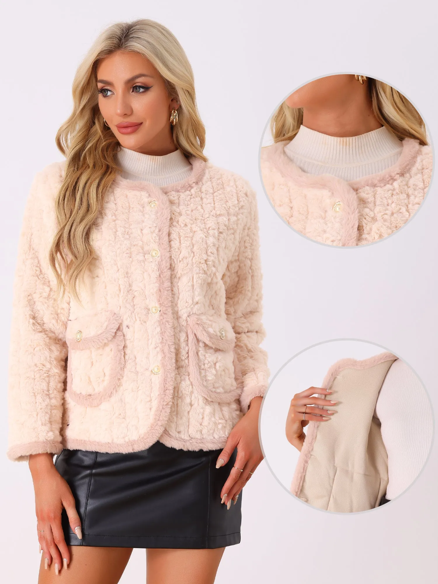 Single Breasted Long Sleeve Warm Faux Fur Coats sold by Allegra K product image thumbnail 2