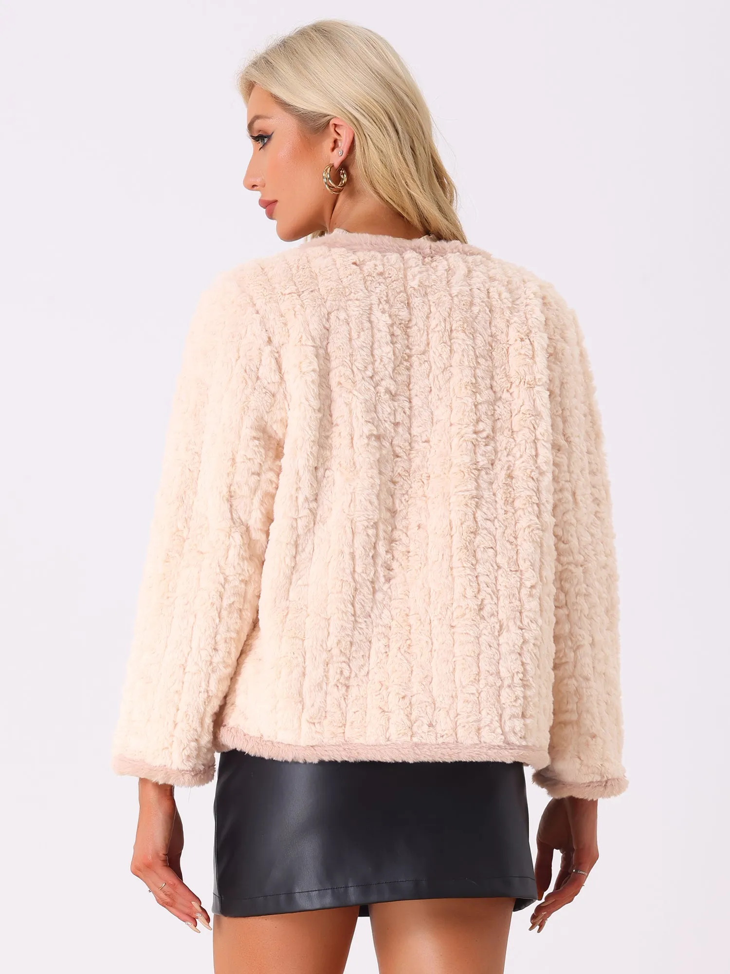 Single Breasted Long Sleeve Warm Faux Fur Coats sold by Allegra K product image thumbnail 3