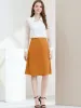 High Wasit Work Office Flared Satin Midi Skirt sold by Allegra K