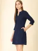 Casual A-Line Split Neck 3/4 Sleeve Short Stretchy Denim Dress sold by Allegra K