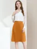 High Wasit Work Office Flared Satin Midi Skirt sold by Allegra K