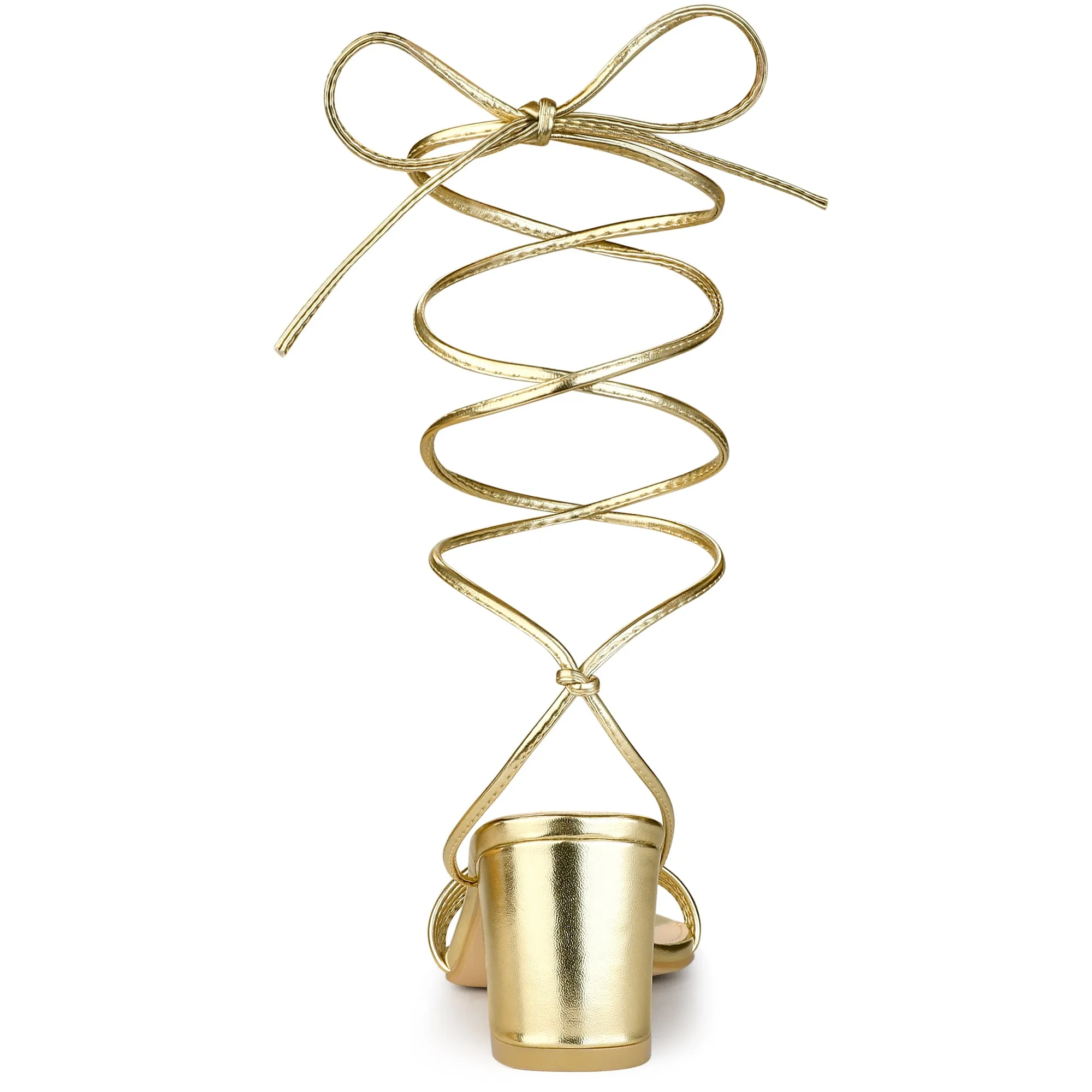 Women's Sparkle Strappy Lace Up Block Heel Sandals sold by Allegra K product image thumbnail 4