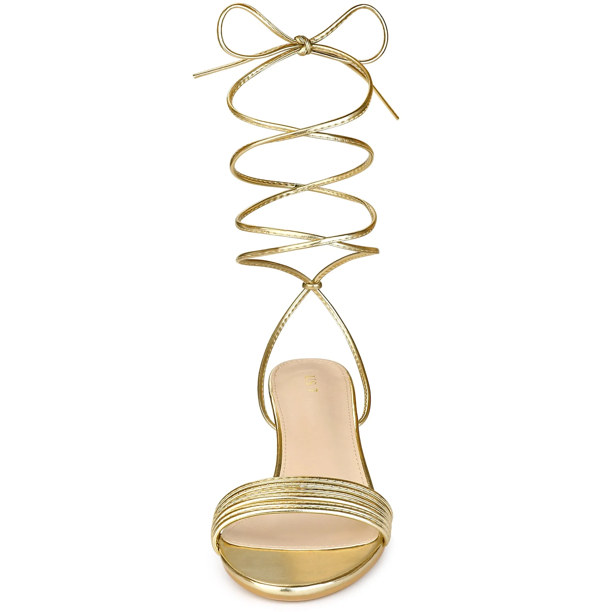 Women's Sparkle Strappy Lace Up Block Heel Sandals sold by Allegra K product image thumbnail 3