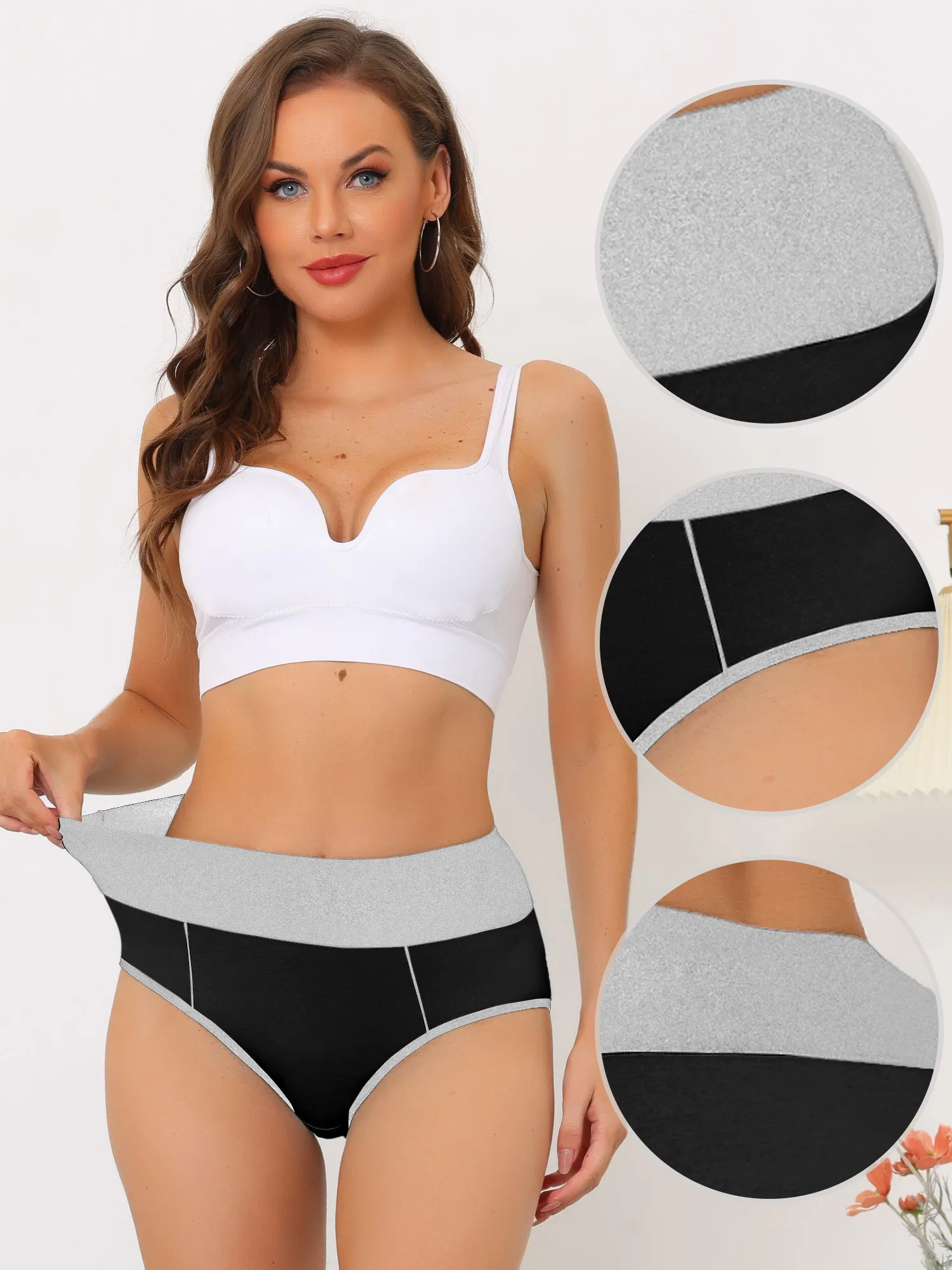 Women's High Waist Tummy Control Color-Block Brief, Available in Plus Size sold by Allegra K product image thumbnail 3