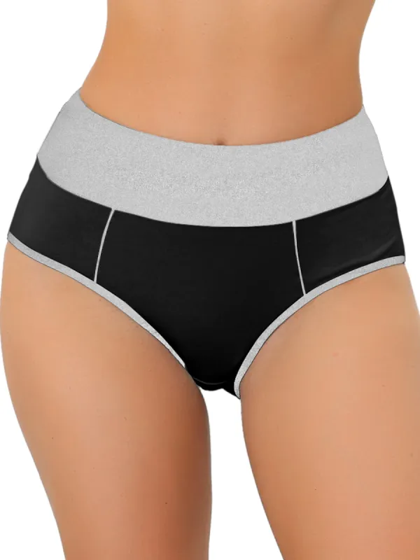 Women's High Waist Tummy Control Color-Block Brief, Available in Plus Size sold by Allegra K