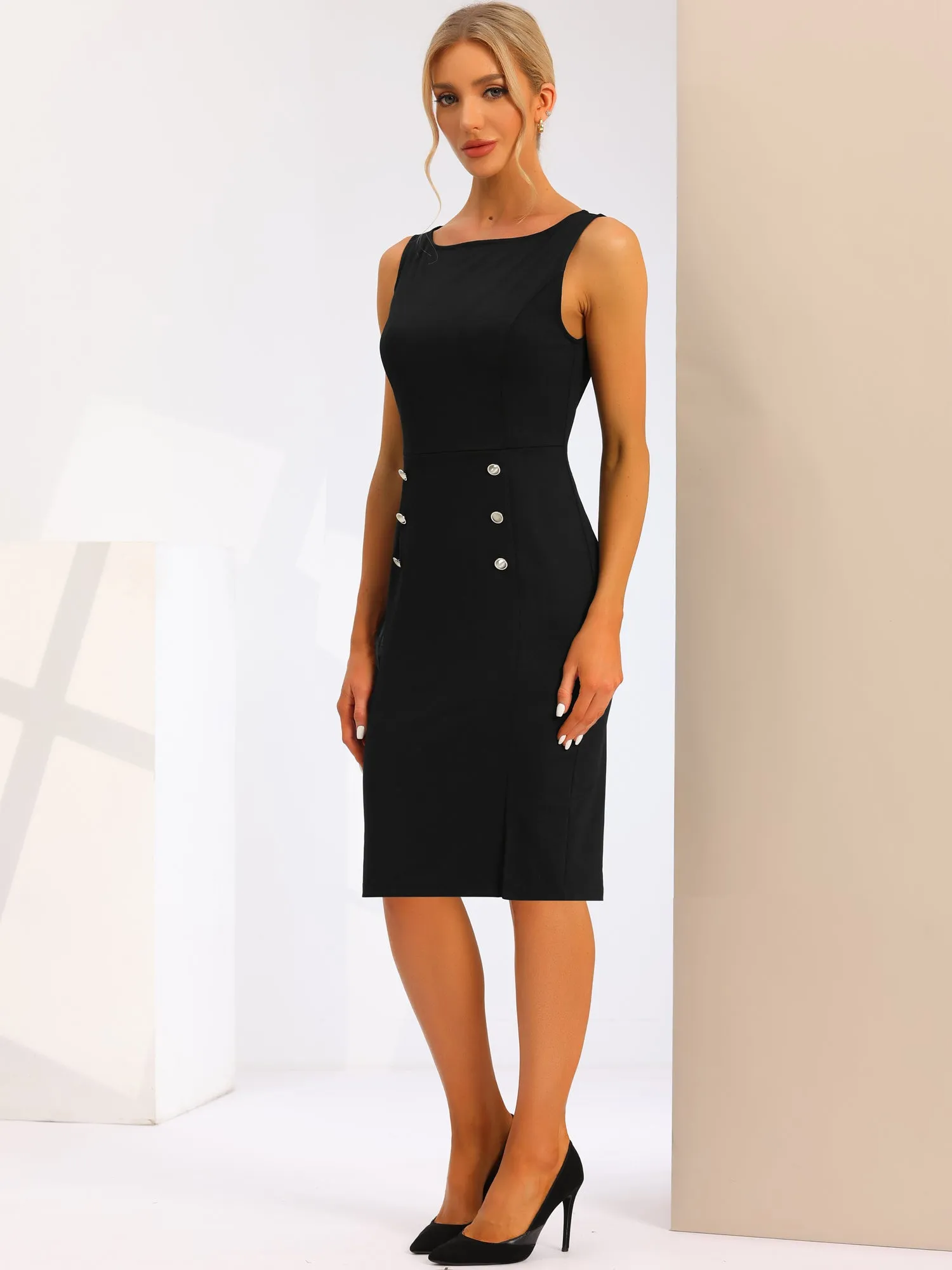 Elegant Business Double Breasted Two Pieces Cape Dress Sets sold by Allegra K product image thumbnail 3