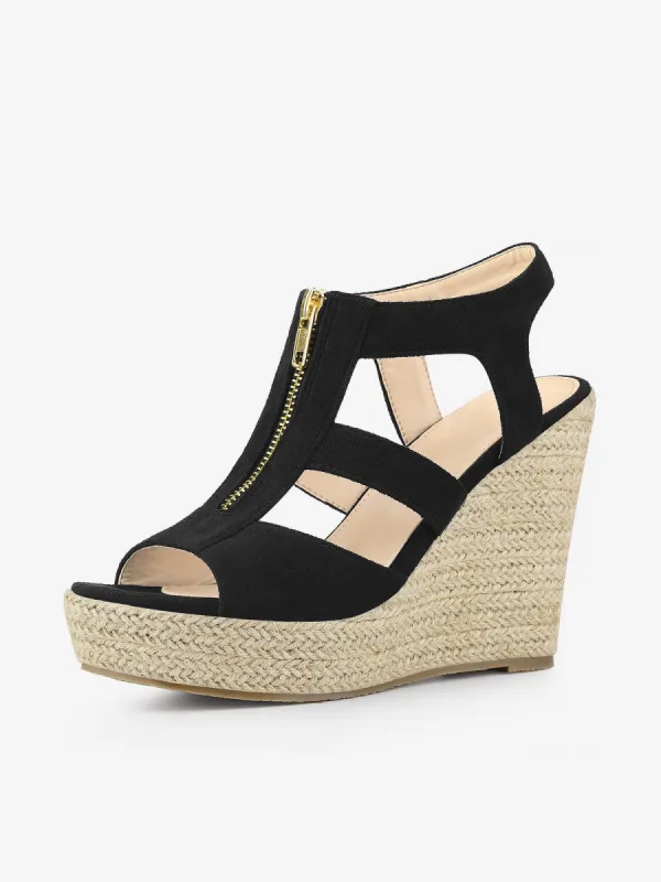 Women's Platform Heels Slingback Zipper Wedge Sandals sold by Allegra K