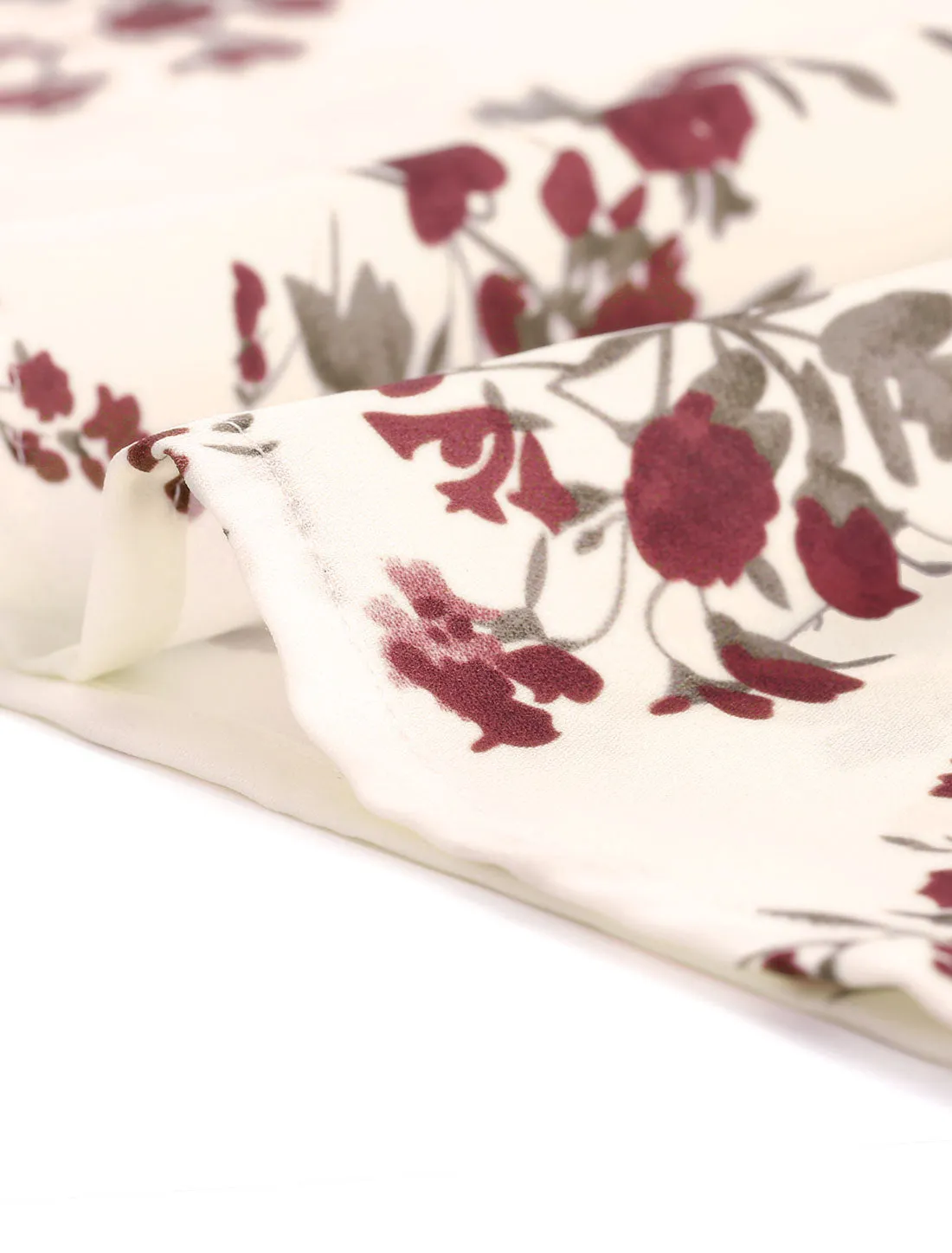 Floral Tie Neck Long Sleeve Frilly Trim Keyhole Casual Chiffon Blouse sold by Allegra K product image thumbnail 5