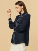 Piped Work Shirt Long Sleeve Pockets Office Button Down Shirt sold by Allegra K