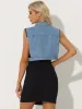 Tassel Shoulder Sleeveless Denim Vest Jean Jacket sold by Allegra K