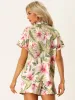 Hawaiian Floral Button Down Shirt Shorts Tropical 2 Pieces Sets sold by Allegra K